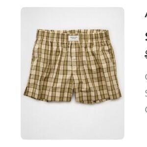 American Eagle Outfitters Olive and Tan Plaid Lounge Shorts